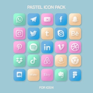 Pastel Color iOS15 Icon Pack  | Social Media Phone IOS14 | Free additional icon upon request | Minimal Icon pack | Transparent icon