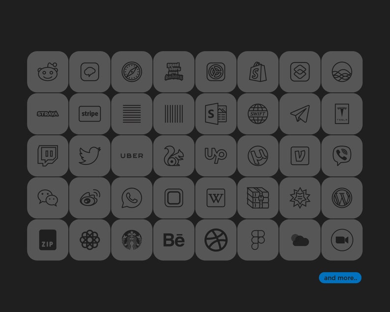 Matte Black on Dark Grey Ios16 Icon Pack 200 Matte Grey Etsy UK