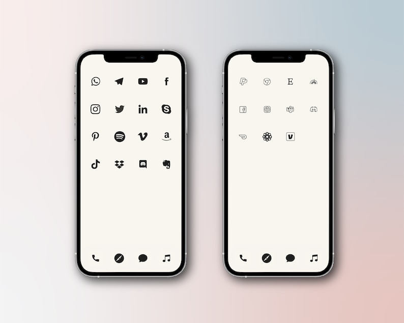 Free additional icon upon request Social Media Phone IOS14 Minimal Icon pack White icon Pearl White iOS14 Icon Pack 200+ Black icon