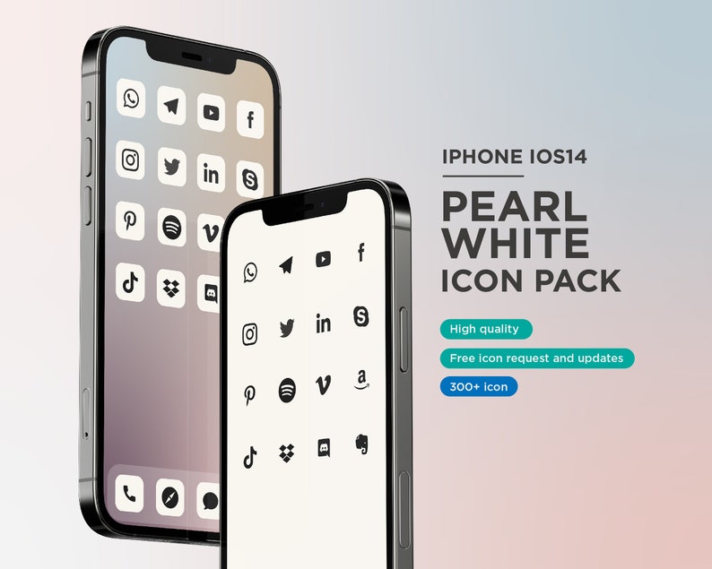 Free additional icon upon request Social Media Phone IOS14 Minimal Icon pack White icon Pearl White iOS14 Icon Pack 200+ Black icon