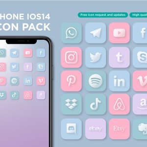 4 Color Aesthetic Pastel iOS14 Icon Pack | Social Media Phone IOS14 | Free additional icon upon request | Minimal Icon Pack