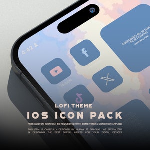 Lo-fi Theme Skies Icon Set | Aesthetic Anime Inspired iOS App Icons, Cute Kawaii Wallpapers, Minimal Pastel iphone15 Icon set, blue pastel