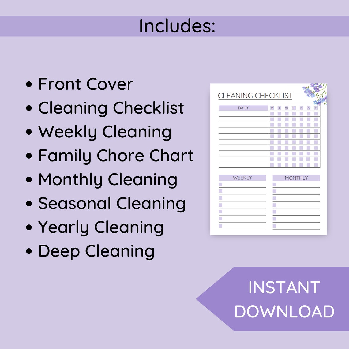 Printable Cleaning Planner Bundle, Home Cleaning Binder, Cleaning ...