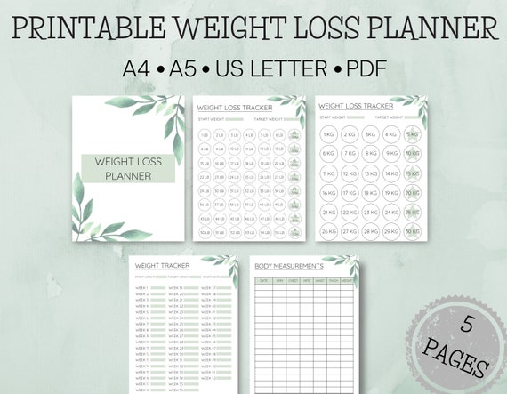 Printable Weight Loss Planner Bundle In Pounds Kilograms Lbs Etsy Israel