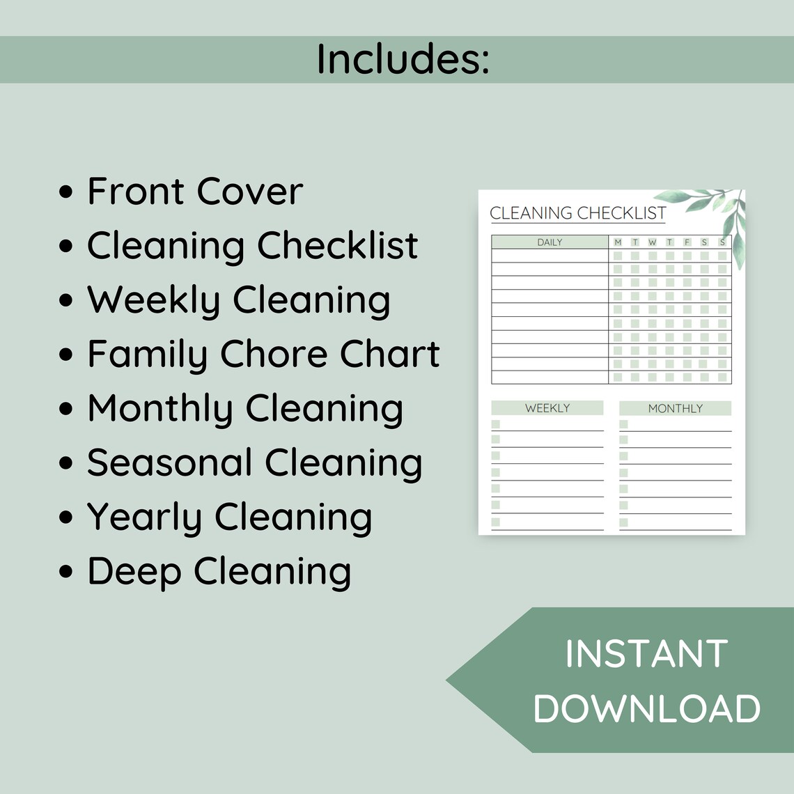 Printable Cleaning Planner Bundle, Home Cleaning Binder, Cleaning ...