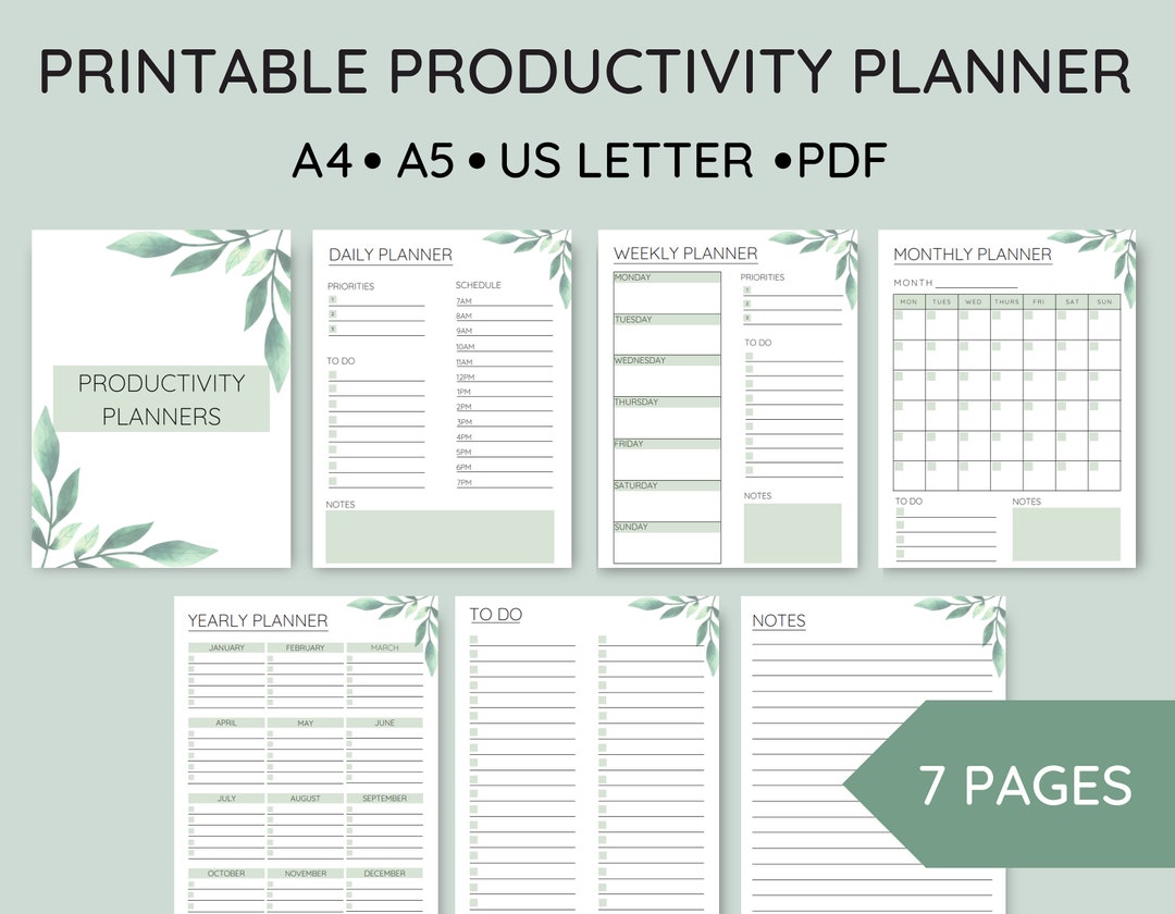 Printable Productivity Planner Bundle, Daily Planner, Weekly Planner ...