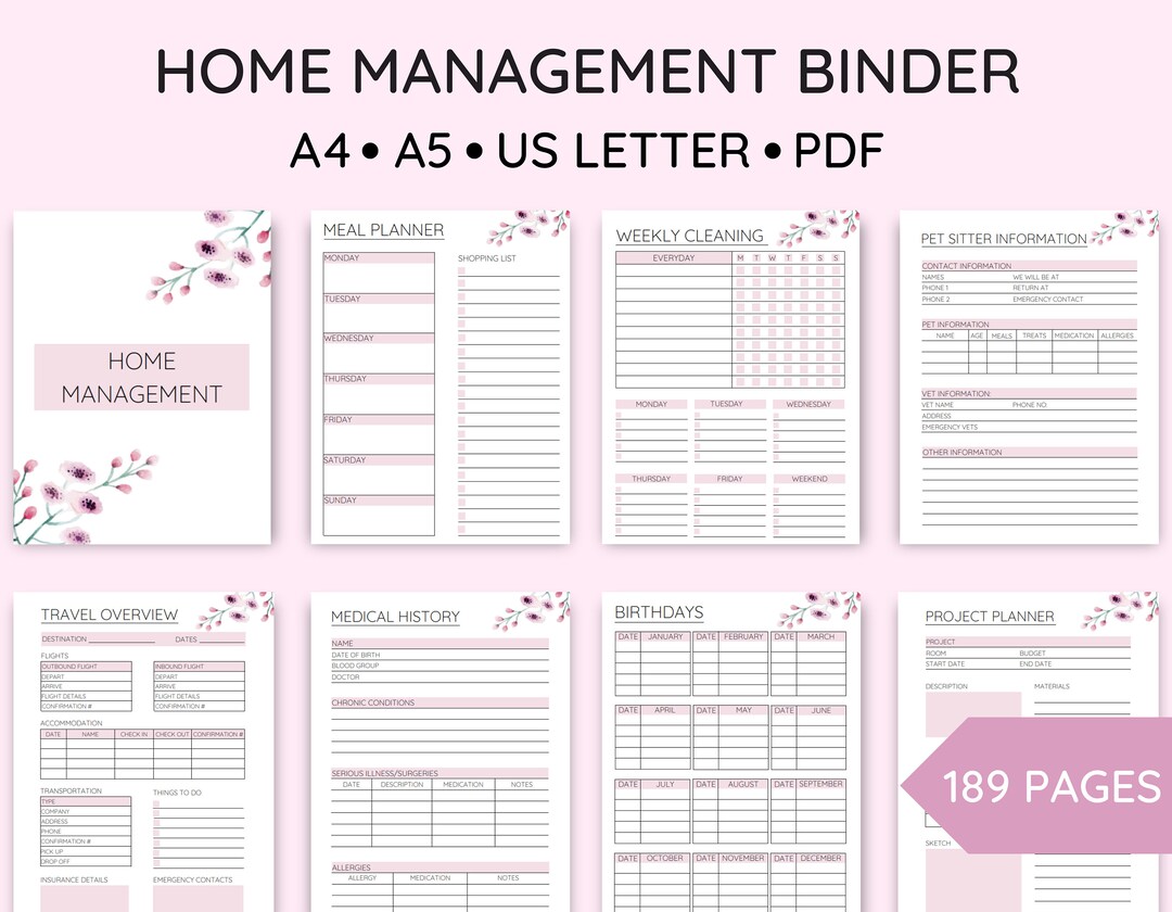 Printable Home Management Binder, Printable Life Planner Bundle ...