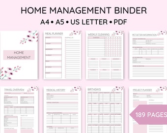 Printable Home Management Binder, Printable Life Planner Bundle, Ultimate Life Planner Kit, Household Binder, PDF, A4, A5, US Letter