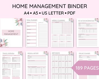 Printable Home Management Binder, Printable Life Planner Bundle, Ultimate Life Planner Kit, Household Binder, PDF, A4, A5, US Letter