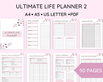 Printable Life Planner Bundle, Printable Home Management Binder, Ultimate Life Planner, Mom Planner, Household Binder PDF, A4, A5, US Letter