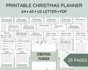 Christmas Planner Printable, Printable Holiday Planner, Xmas Planner, Christmas To Do List, Gift Budget Planner, PDF, A4, A5, US Letter