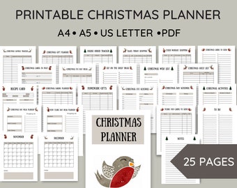 Christmas Planner Printable, Printable Holiday Planner, Xmas Planner, Christmas To Do List, Gift Budget Planner, PDF, A4, A5, US Letter