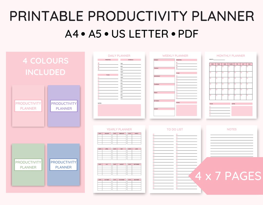 Printable Productivity Planner Bundle, Daily Planner, Weekly Planner ...