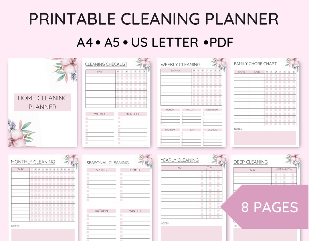 Printable Cleaning Planner Bundle, Home Cleaning Binder, Cleaning ...