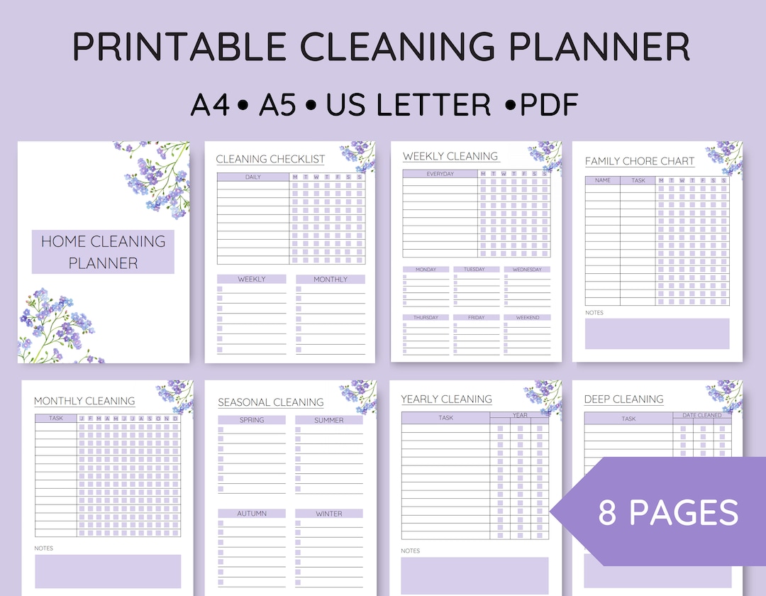 Printable Cleaning Planner Bundle, Home Cleaning Binder, Cleaning ...