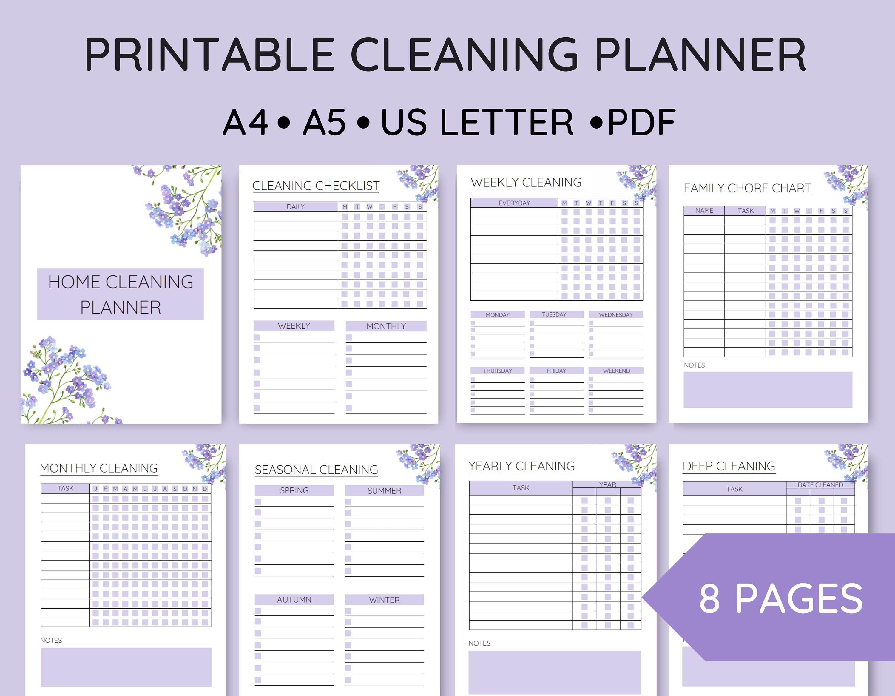 Printable Cleaning Planner Bundle, Home Cleaning Binder, Cleaning ...