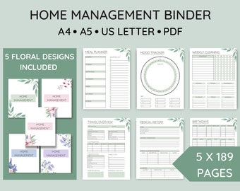 Printable Home Management Binder, Printable Life Planner Bundle, Ultimate Life Planner Kit, Household Binder, PDF, A4, A5, US Letter