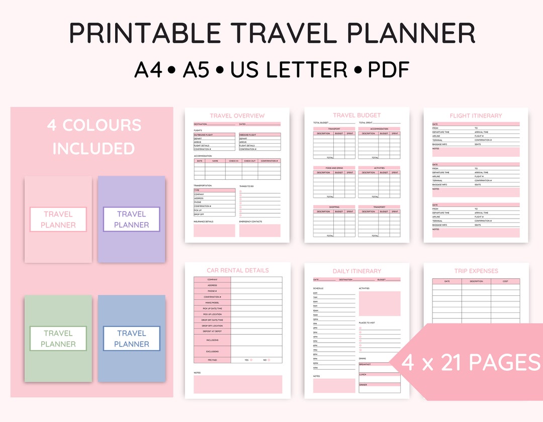 Printable Travel Planner, Road Trip Itinerary Planner, Travel Vacation ...