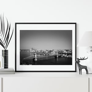 Széchenyi Chain Bridge, Budapest, Hungary, Black and White Photography, Photograph, Fine Art Photograph, Fine Art Print