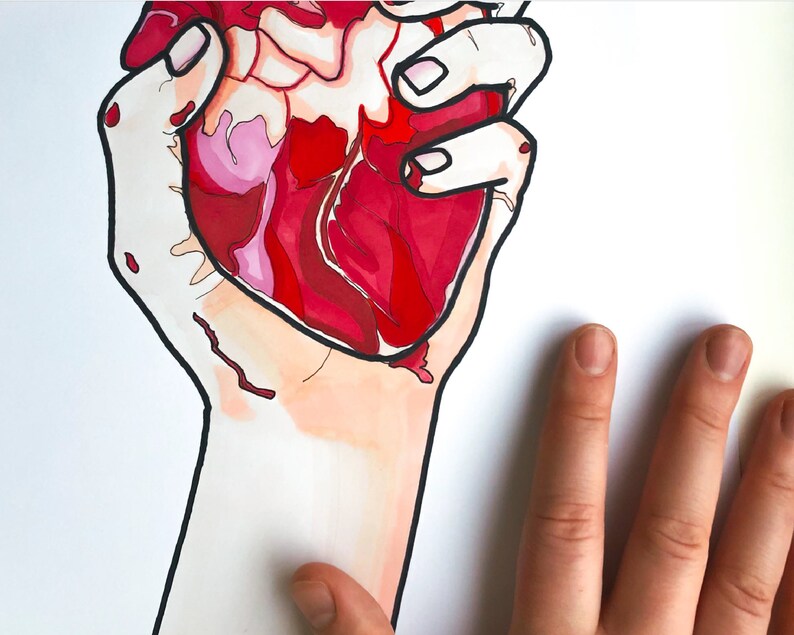 Rotes Herz Druck Poster Wand Kunst Anatomie Illustration von | Etsy