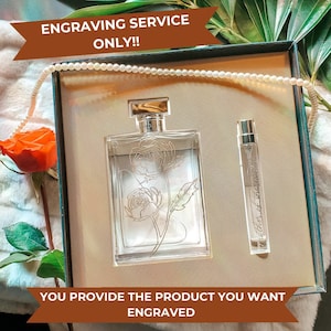 Custom Engraved Perfume Bottle: Floral Calligraphy Wedding Keepsake
