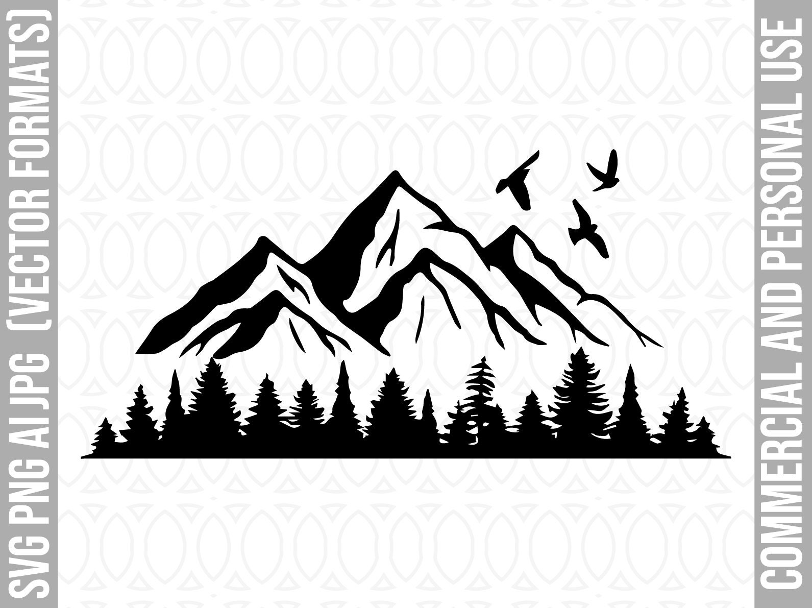 Mountain SVG Mountain Range Pine Trees SVG Adventure Awaits Etsy