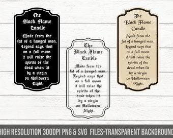 Black Flame Candle Poem Label, Hocus Pocus PNG (Digital Download)