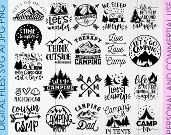 Camping SVG Bundle, Camper Life Clipart (Digital Download)