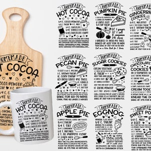 Rezept SVG, Küche SVG Bundle, Chocolate Chip Cookie Rezept SVG, Lebkuchen-Cookie-Svg, Cookie-Rezept svg, Bauernhaus-Küche, heißer Kakao svg