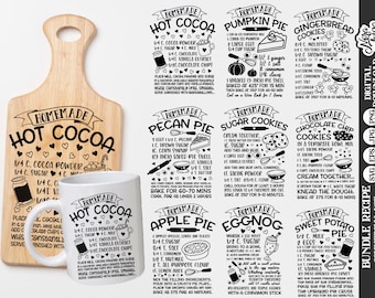 Recipe SVG, Kitchen SVG Bundle, Chocolate Chip Cookie Recipe SVG, Gingerbread cookie svg, cookie recipe svg, Farmhouse Kitchen,hot cocoa svg