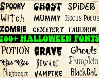 100+ Halloween Font Bundle, Halloween 2024 svg, Scary, Spooky & Fun Fonts for Crafts and Digital Designs