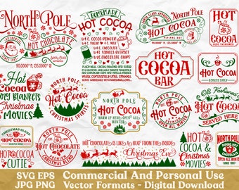 Hot Cocoa svg Bundle, Christmas Hot Cocoa Sign svg, Hot Cocoa Company svg, North pole svg bundle, Hot Chocolate Co. svg, North Pole 2025 svg