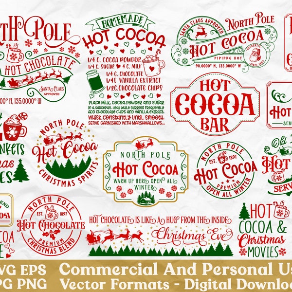 Hot Cocoa svg Bundle, Christmas Hot Cocoa Sign svg, Hot Cocoa Company svg, North pole svg bundle, Hot Chocolate Co. svg