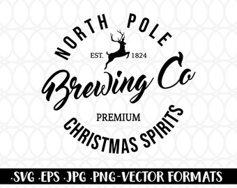 North Pole Brewing Co Svg, Santa sleigh rides svg, Christmas sign svg, North Pole Hot Chocolate svg, Christmas spirits svg