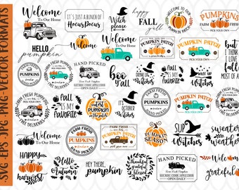 Fall SVG Bundle, Pumpkin, Thanksgiving, Halloween (Digital Files)