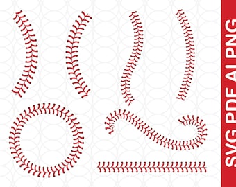 Baseball Stitches SVG Bundle, Cut Files (ai, png, pdf)