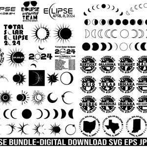 Solar Eclipse 2024 Svg Bundle, 2024 Eclipse Shirt Svg, Solar Eclipse 2024 PNG Bundle, Eclipse April 08, 2024 png, Gift for Eclipse Lover SVG