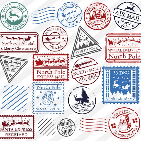 North Pole Stamps bundle svg, Christmas post stamps bundle svg, Santa Claus post stamp svg, Christmas svg, North pole express,north pole png