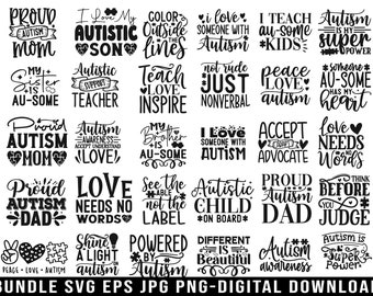 Autism Awareness SVG Bundle, Neurodiversity Designs (Digital Download)