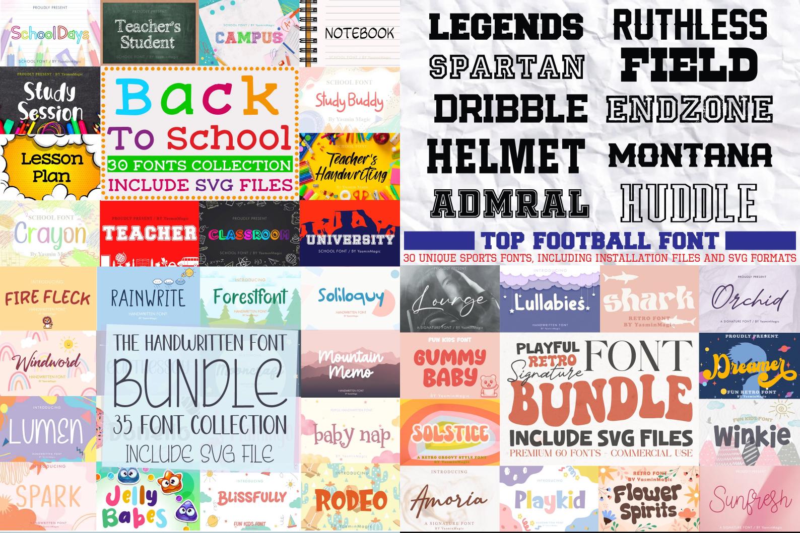 2000+ Font Bundle, Mega Font Pack, Script, Retro, Handwritten Fonts ...