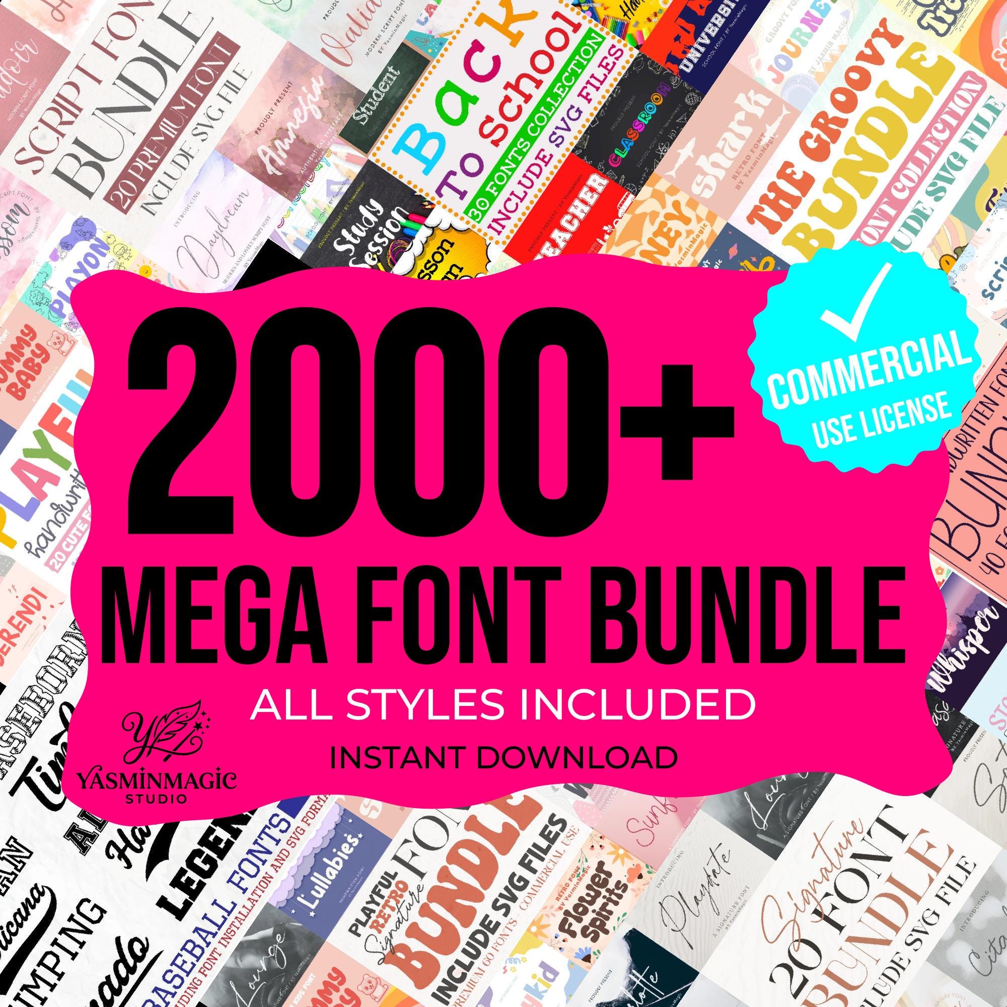 2000+ Font Bundle, Mega Font Pack, Script, Retro, Handwritten Fonts ...