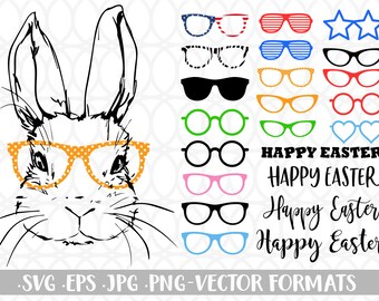 Easter Bunny with Glasses SVG Bundle (Digital Download)