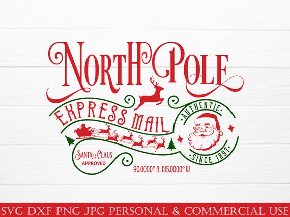 Blue Christmas North Pole Express Mail Santa Wrapping Paper | Zazzle