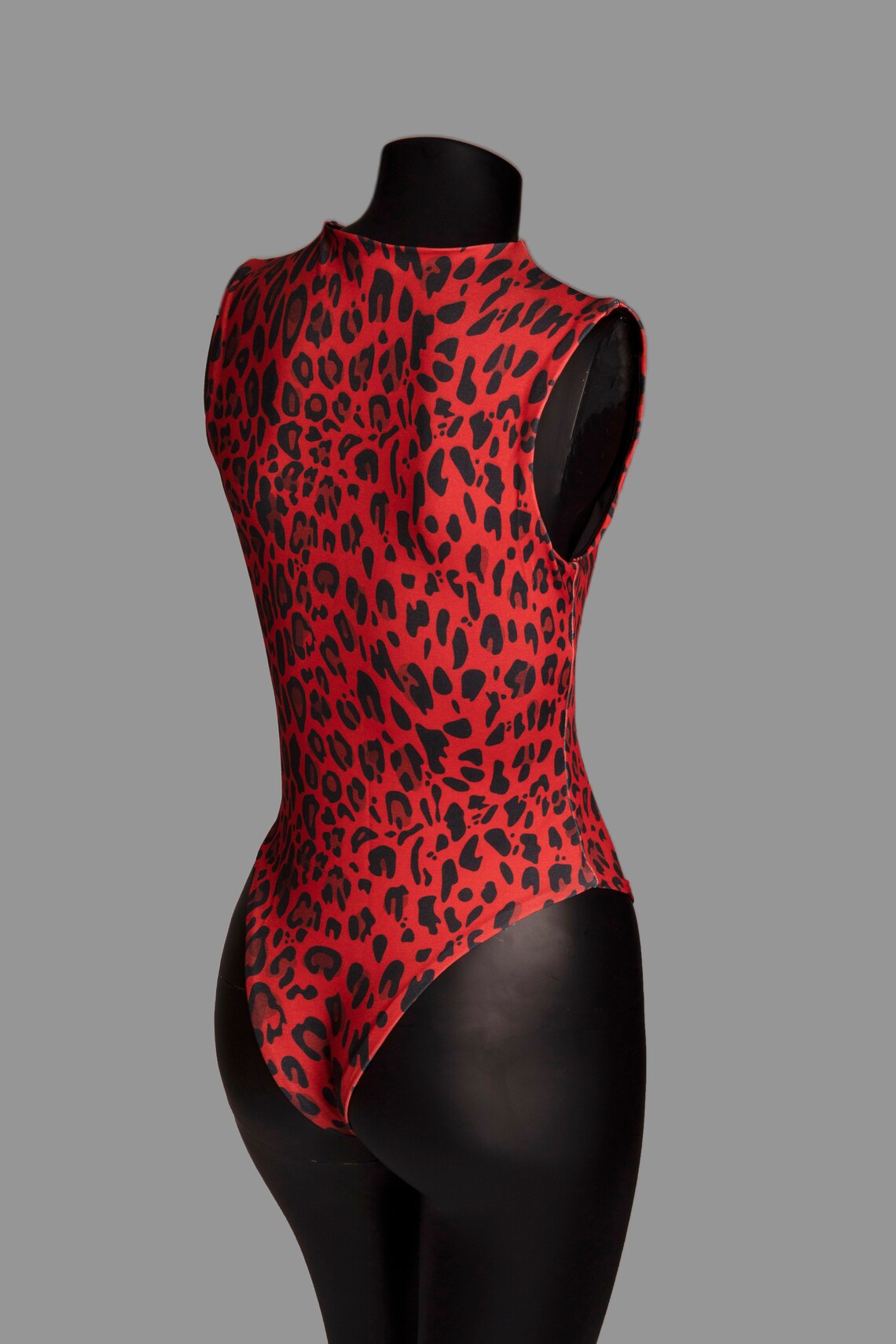 Red Bodysuit Leopard Print Bodysuit Women Bodysuit Animal Etsy