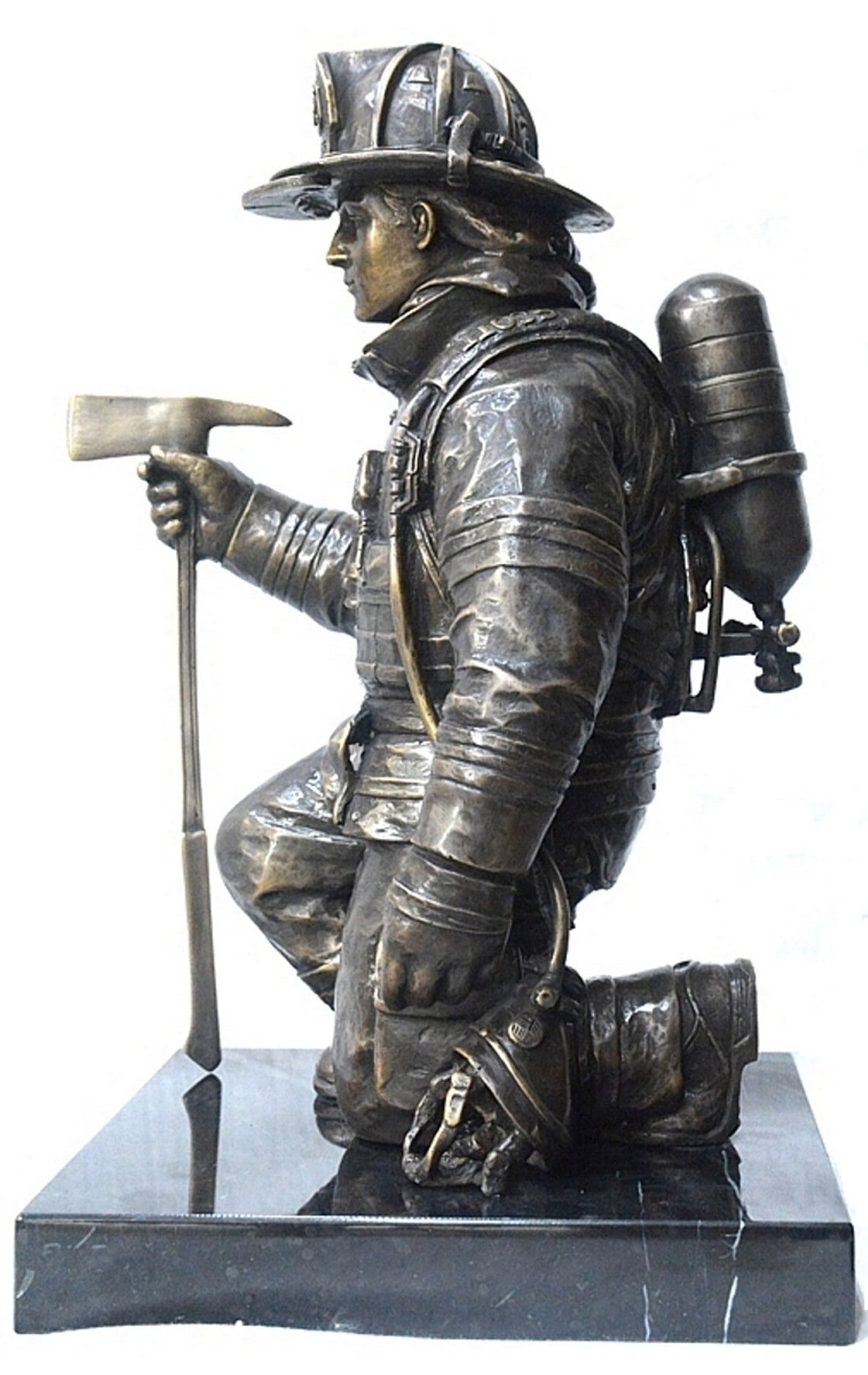 Bronze Firefighter Memorial Statue Etsy