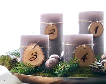 Advent wreath numbers - wooden numbers
