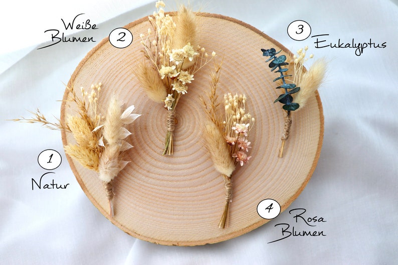 Ring disc / wooden ring cushion / ring bearer tree disc for wedding rings personalized / dried flowers / jute / satin ribbon / image 4