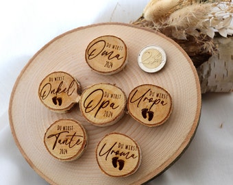 Rustic mini magnets pregnancy announcement / announce pregnancy / you are becoming a dad/grandma/grandpa/aunt/uncle