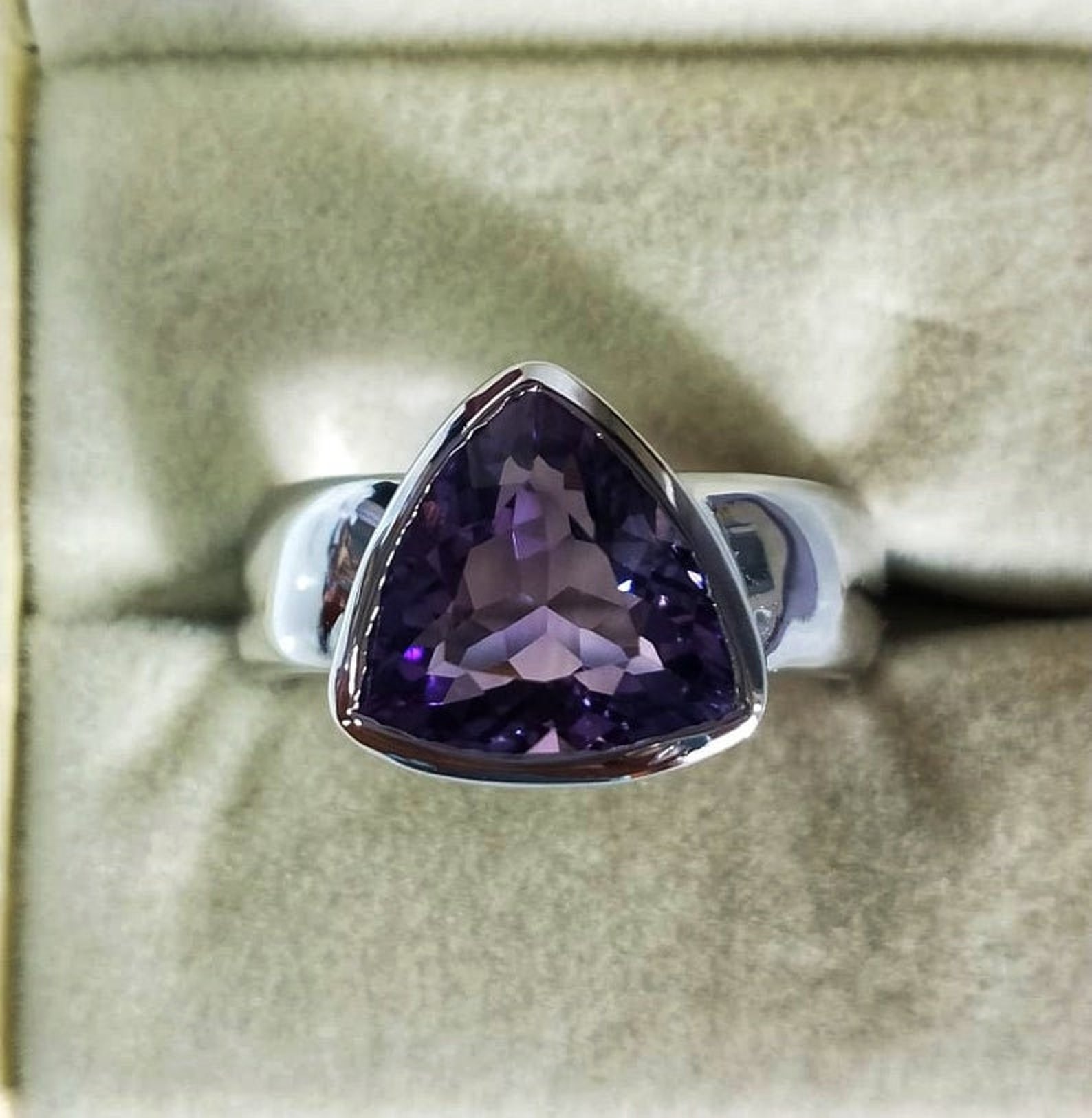 Trillion Cut Amethyst Ring in 925 Sterling Silver for Men Etsy