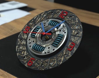 Clutch Pad Wall Clock | Sport Design | Real Car Parts | Industrial Wall Decor